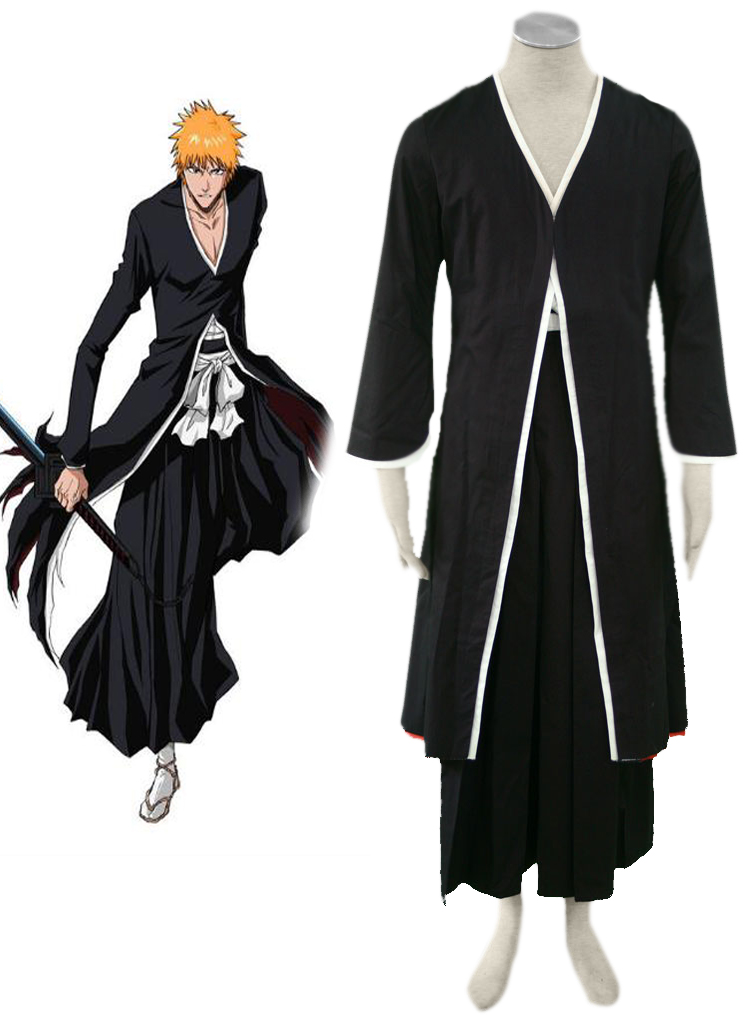 Bleach Ichigo Kurosaki Bankai Kimono Uniform Cosplay Costumes